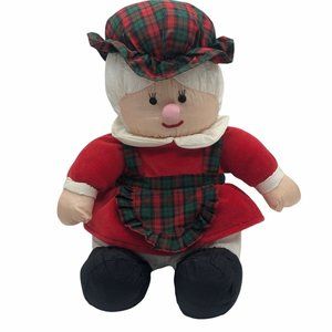 Vtg 1994 Gibson Mrs. Claus Plush Stuffed Doll Nylon Parachute 11" Sit Christmas